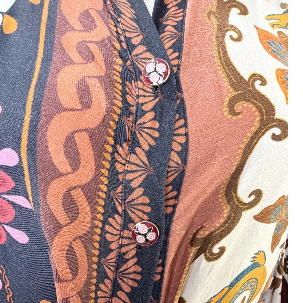 FARM Rio Mixed Floral Patchwork Print Tie Waist Long Sleeve Maxi Dress M - Picture 6 of 14